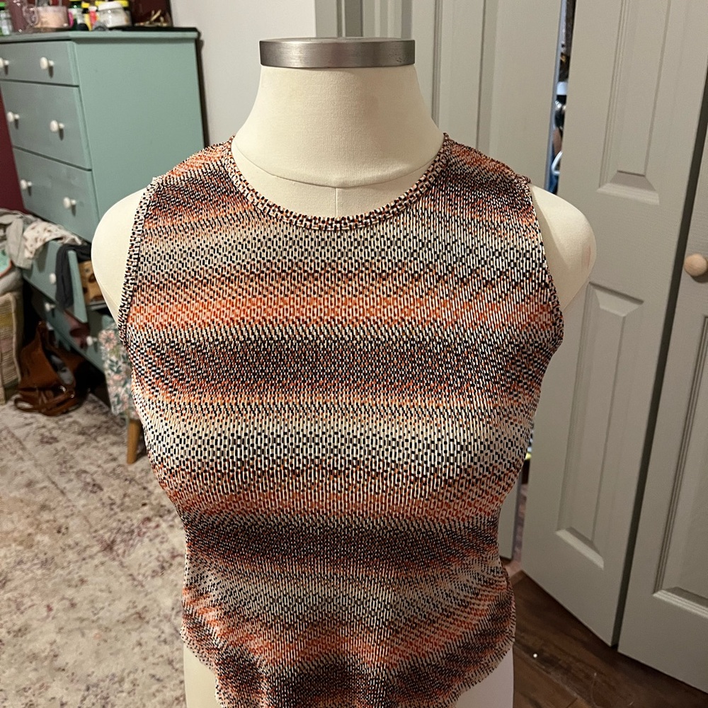 Stylish Orange and Black Knit Tank Top